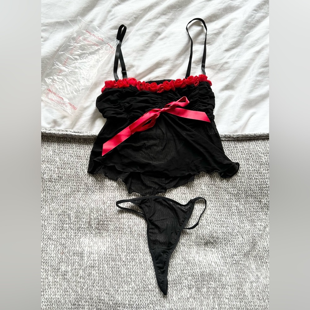 Lovely Days Sexy Bow tie Two Piece Set Lingerie